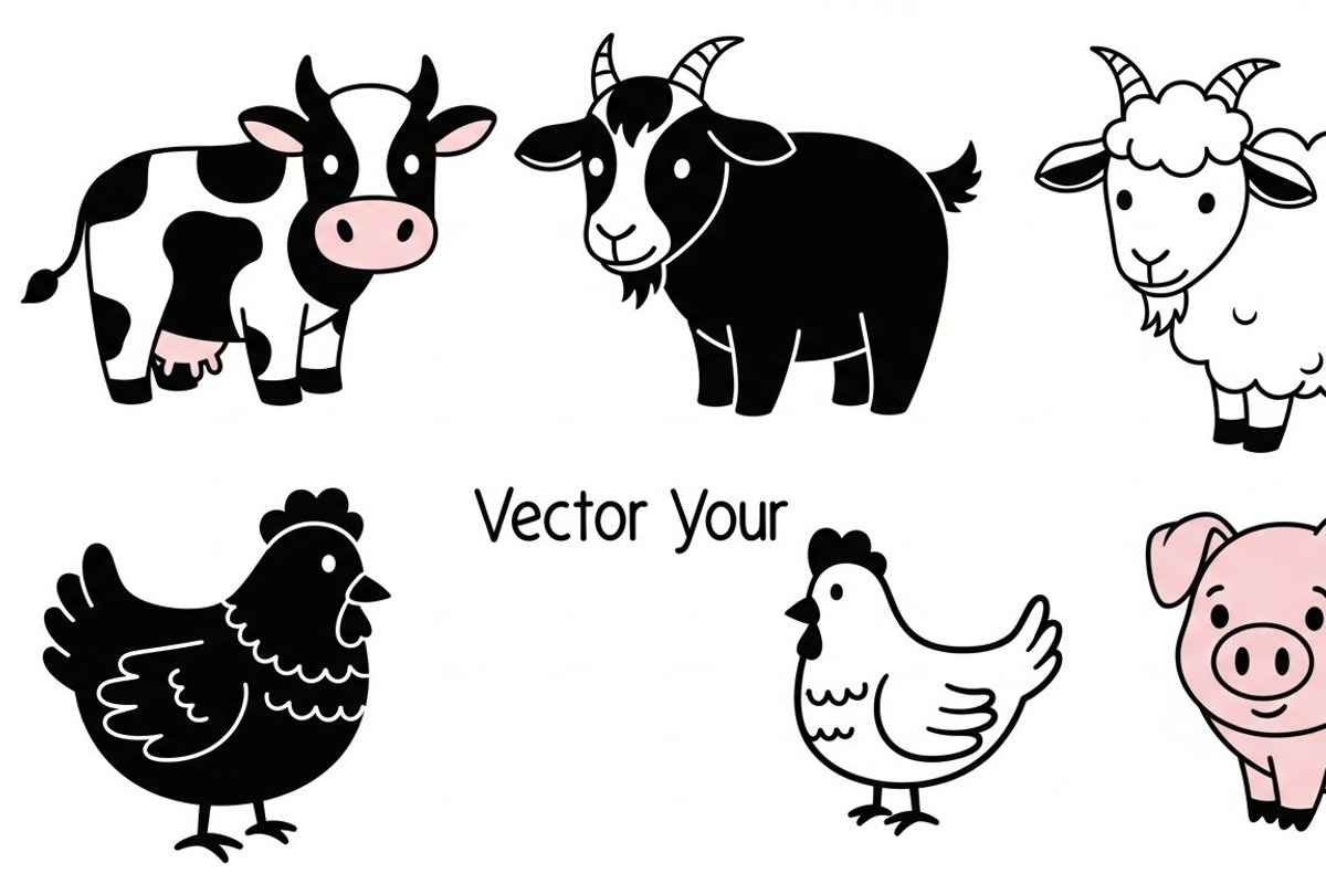 Cute Farm Animal Silhouette Bundle, an Illustration by hafijul (Photo 3 of 51)