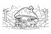 Whimsical Mushroom House Line Art bu, an Illustration by Designs_River (Thumbnail 16 of 51)