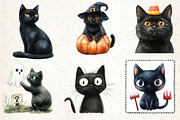 Halloween Black Cats Clipart, an Illustration by Dream Creation (Thumbnail 7 of 7)