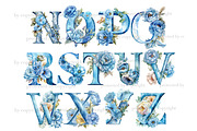 Blue Flowers Alphabet, a Decorative Illustration by GlamArtZhanna (Thumbnail 2 of 5)