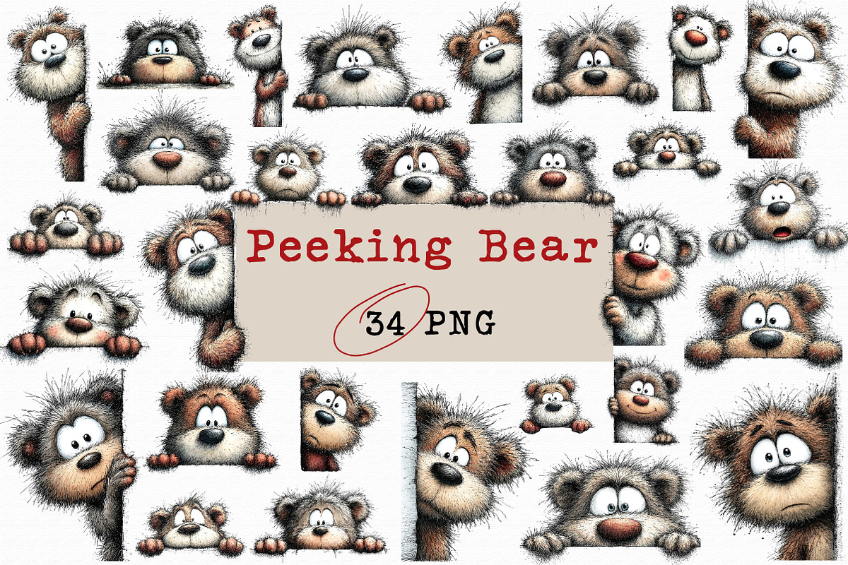 Funny Peeking Bear Clipart, an Illustration by Libby Wishes (Photo 1 of 6)