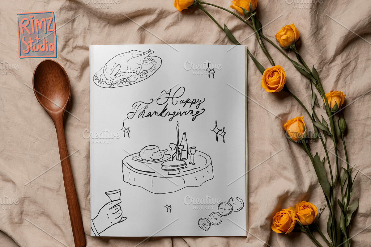 Hand-Drawn Thanksgiving Doodle SVG, a Food Illustration by RimzStudio (Photo 6 of 6)