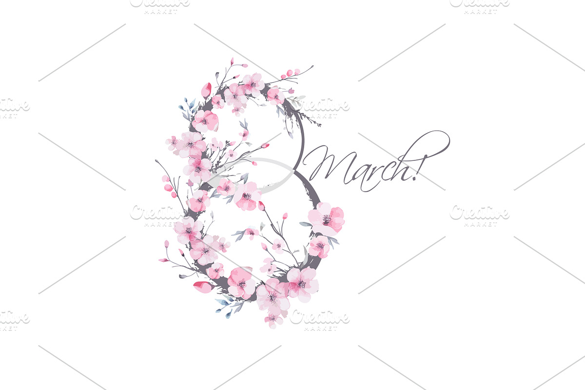 Postcard for March 8. Happy Women's, an Illustration by Nenahliadava Design