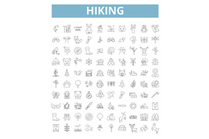 Hiking Icons, Line Symbols, Web