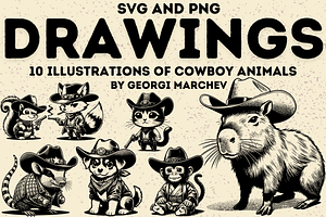 Cowboy Animals Illustrations PNG SVG, an Animal Illustration by Ray Crimson