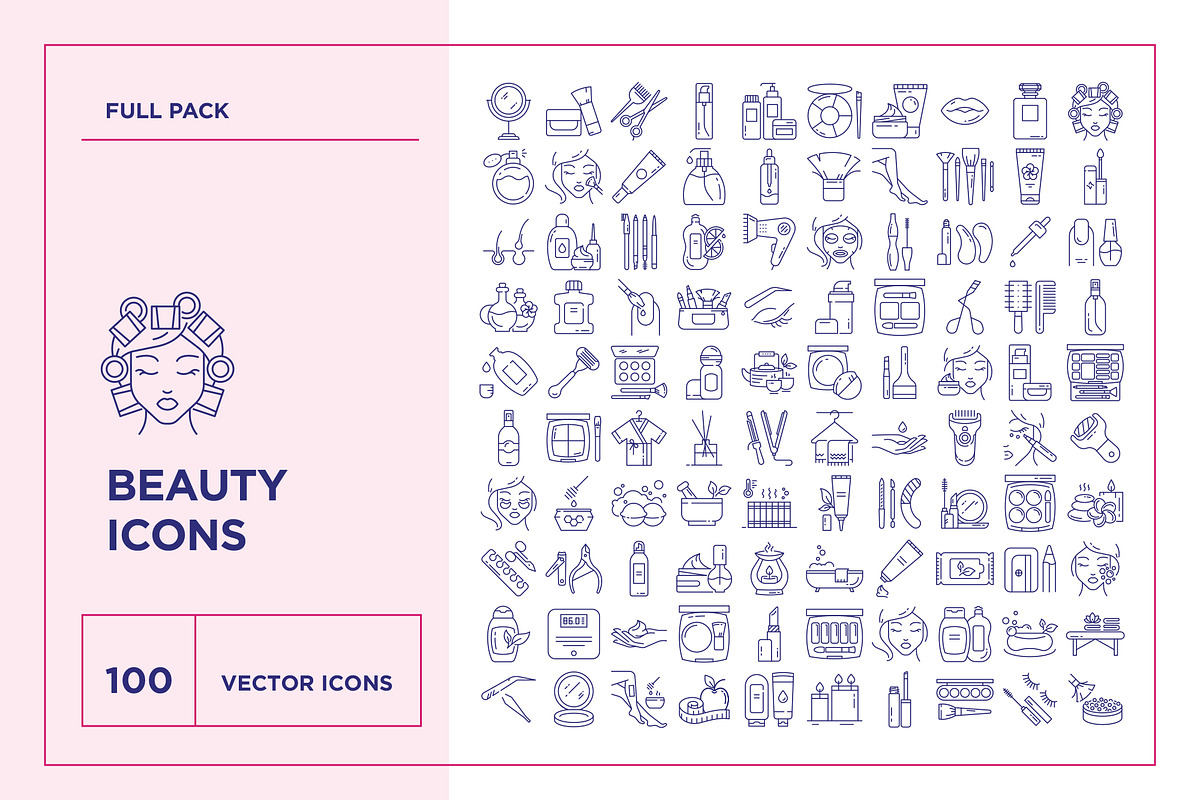 Beauty and Cosmetics Line Icon Set, an Outline Icon by iStar Design (Photo 2 of 8)