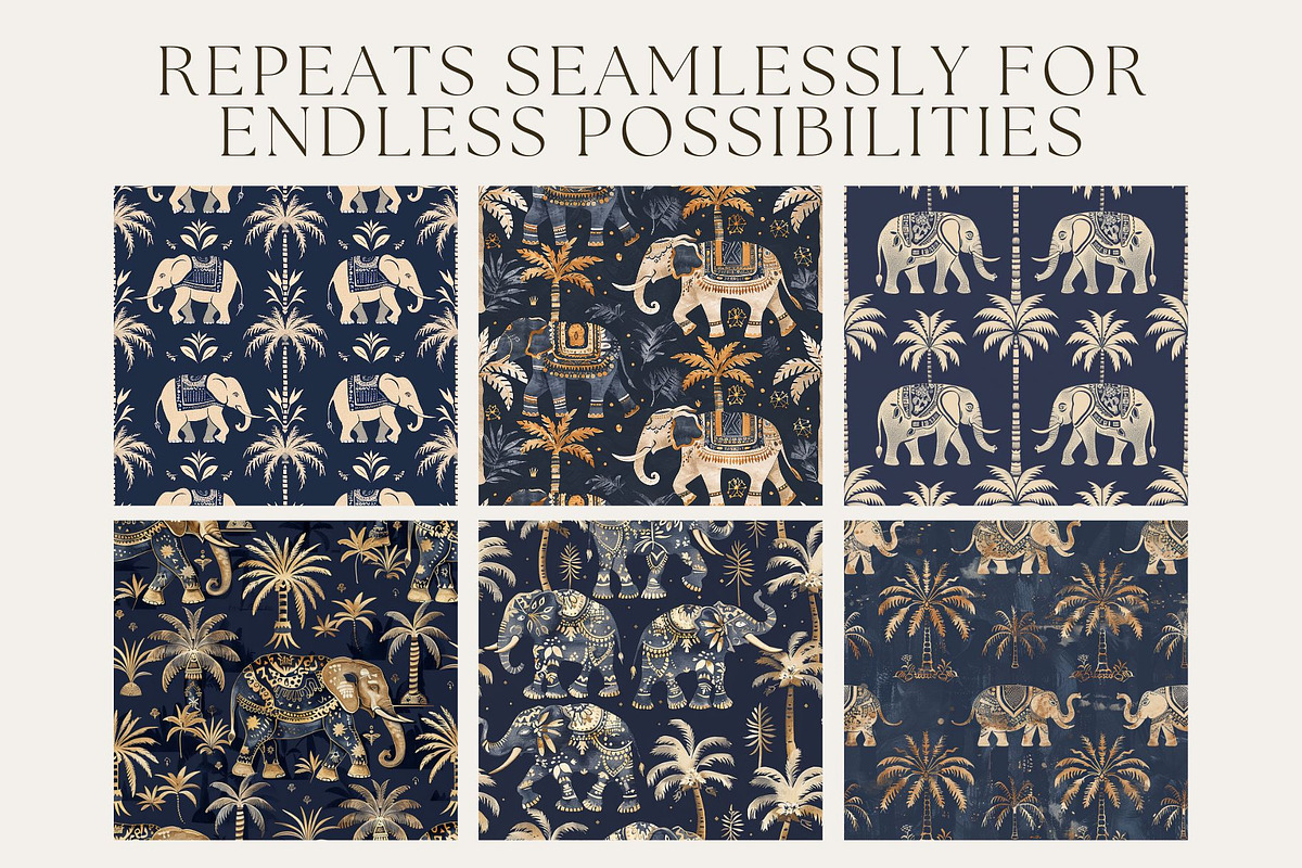 8 Tribal Elephant Seamless Patterns, a Pattern Graphic by Inknfolly (Photo 2 of 5)