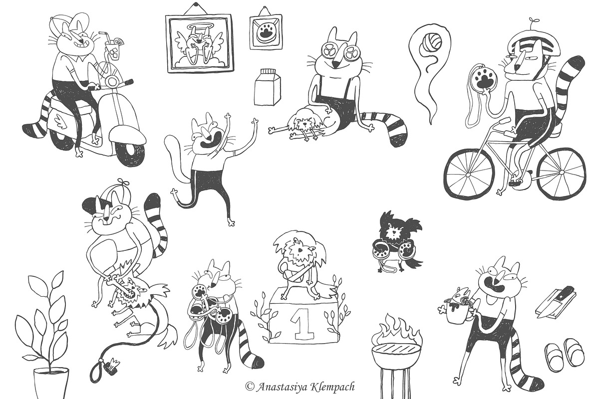 Hand-Drawn Cat Doodle Bundle, an Education Illustration by Anastasiya Klempach (Photo 9 of 10)