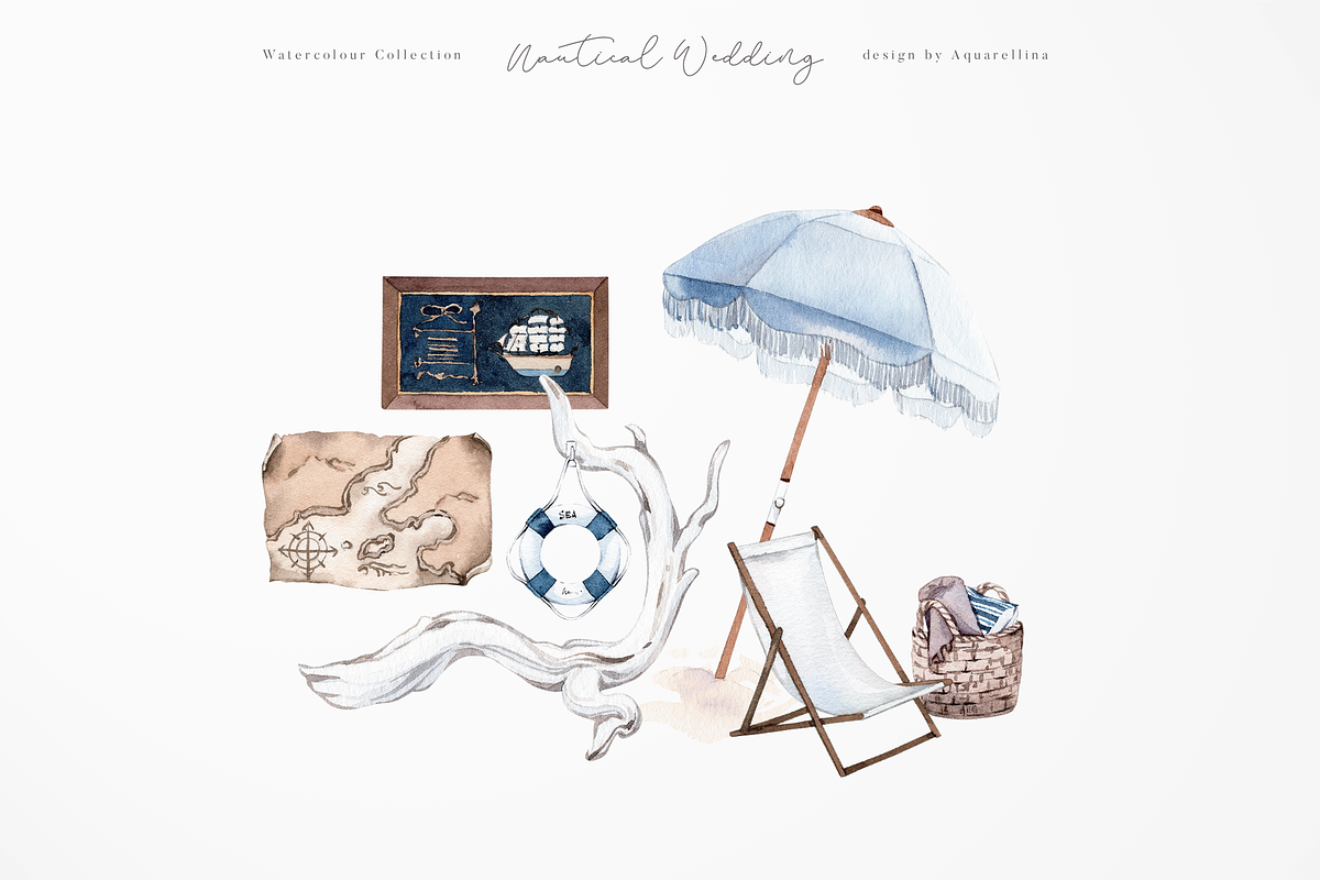 Nautical Beach Wedding Illustrations, a Decorative Illustration by Aquarellina (Photo 30 of 34)