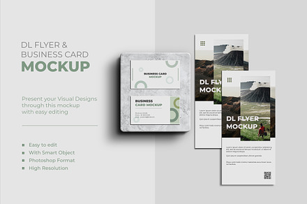 DL Flyer & Business Card Mockup, a Mockup by Modaldesain