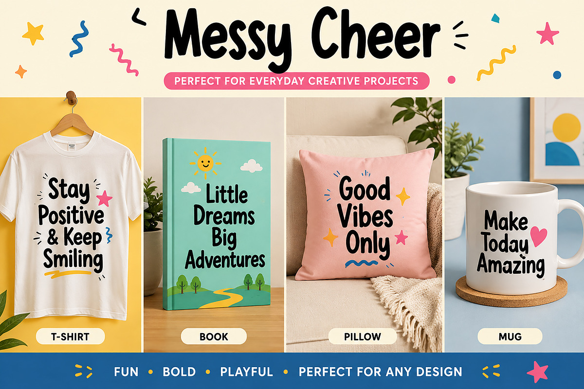 Messy Cheer – Playful Display Font, a Script Font by Wow Magic (Photo 5 of 5)