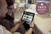 Couple using iPad - 9 photo mockups, an iPhone Mockup by show it better (Thumbnail 1 of 5)