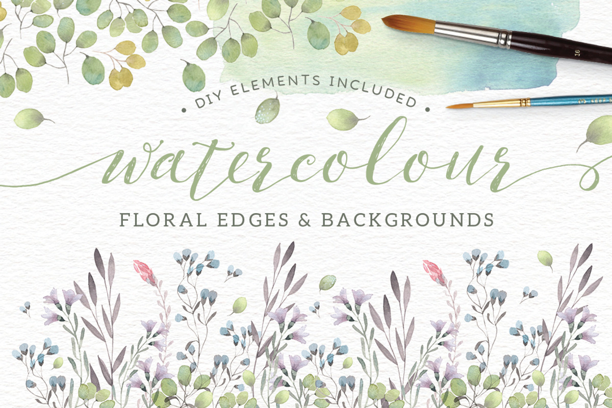 Watercolor floral edges backgrounds, a Decorative Illustration by Lisa Glanz (Photo 1 of 5)