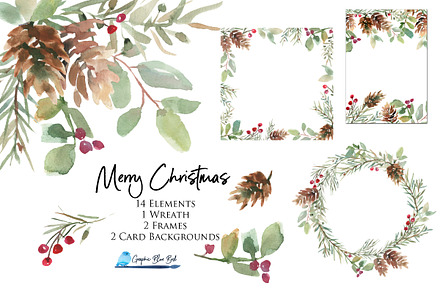 Christmas Watercolor Greenery