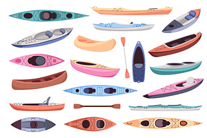 Kayak boats. Different types water, a Transportation Illustration by YummyBuum