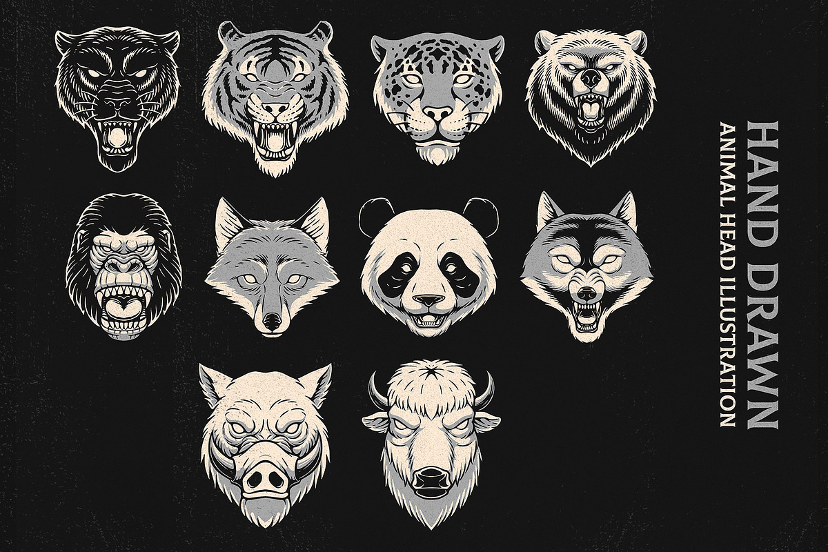 Animals head illustration collection, an Animal Illustration by Trape Graphic Studio (Photo 2 of 6)