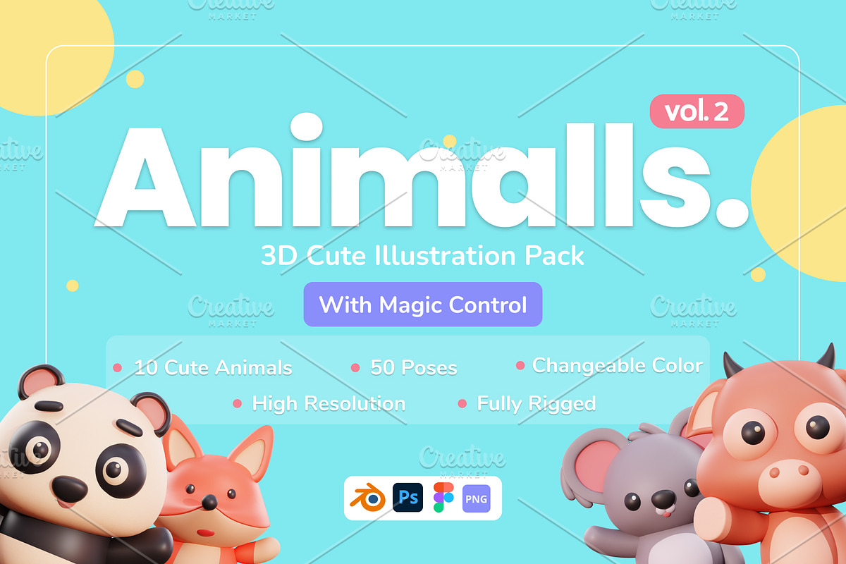 3D Animal Character Pack Vol 2, an Animal 3D Model by Algrafika_Official (Photo 1 of 6)