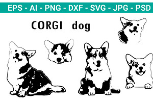 Cute Corgi Dog - black vector svg, an Animal Illustration by Watercolor_Vector Graphic