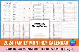 2024 Family Monthly Calendar Canva