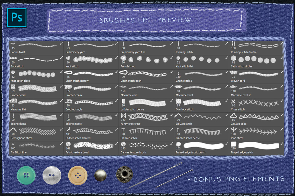 Sewing & Embroidery PS Kit, a Brush Add-On by Mels Brushes (Photo 4 of 5)