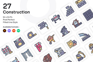 Construction Icons Set - Filled Line, an Icon by Kmg Design