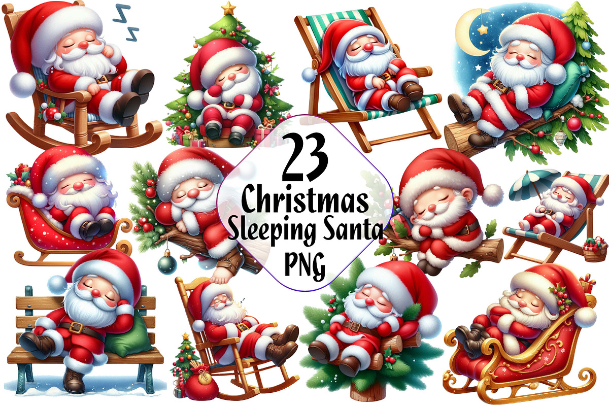 Sleeping Christmas Santa Clipart, a Work Illustration by Dream Creation (Photo 1 of 6)