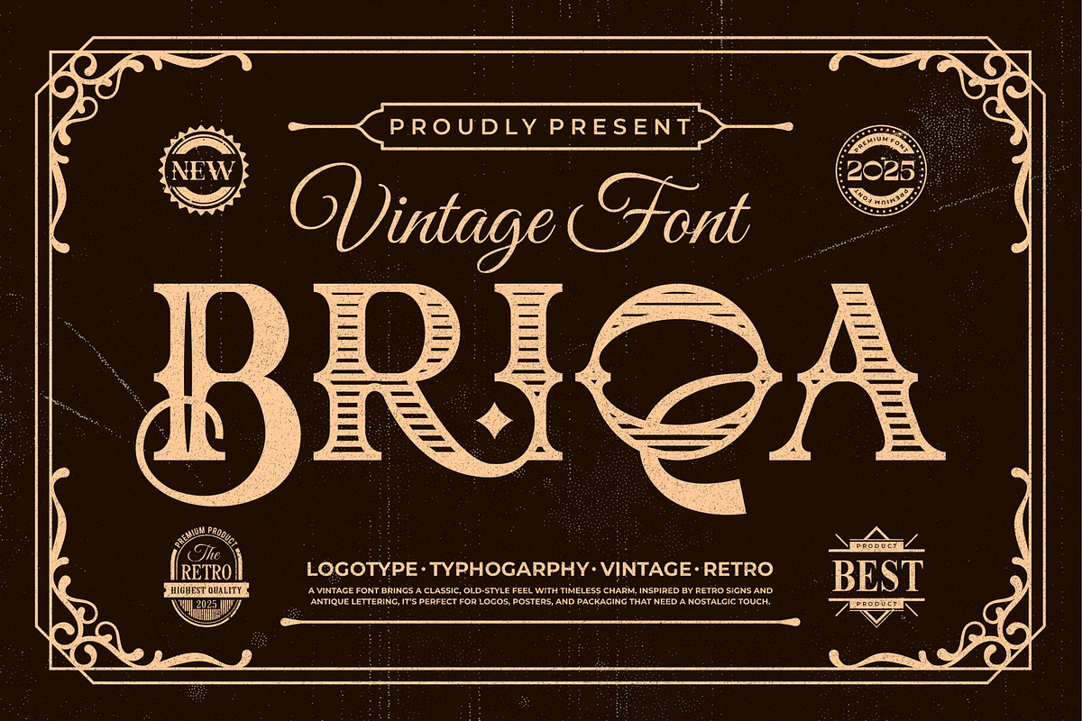 Briqa || Vintage Retro Serif Font, a Serif Font by Ermedia Studio (Photo 1 of 10)