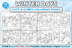 Winter Days Cute & Comfy Coloring, a Seasonal Illustration by Coco Bloom