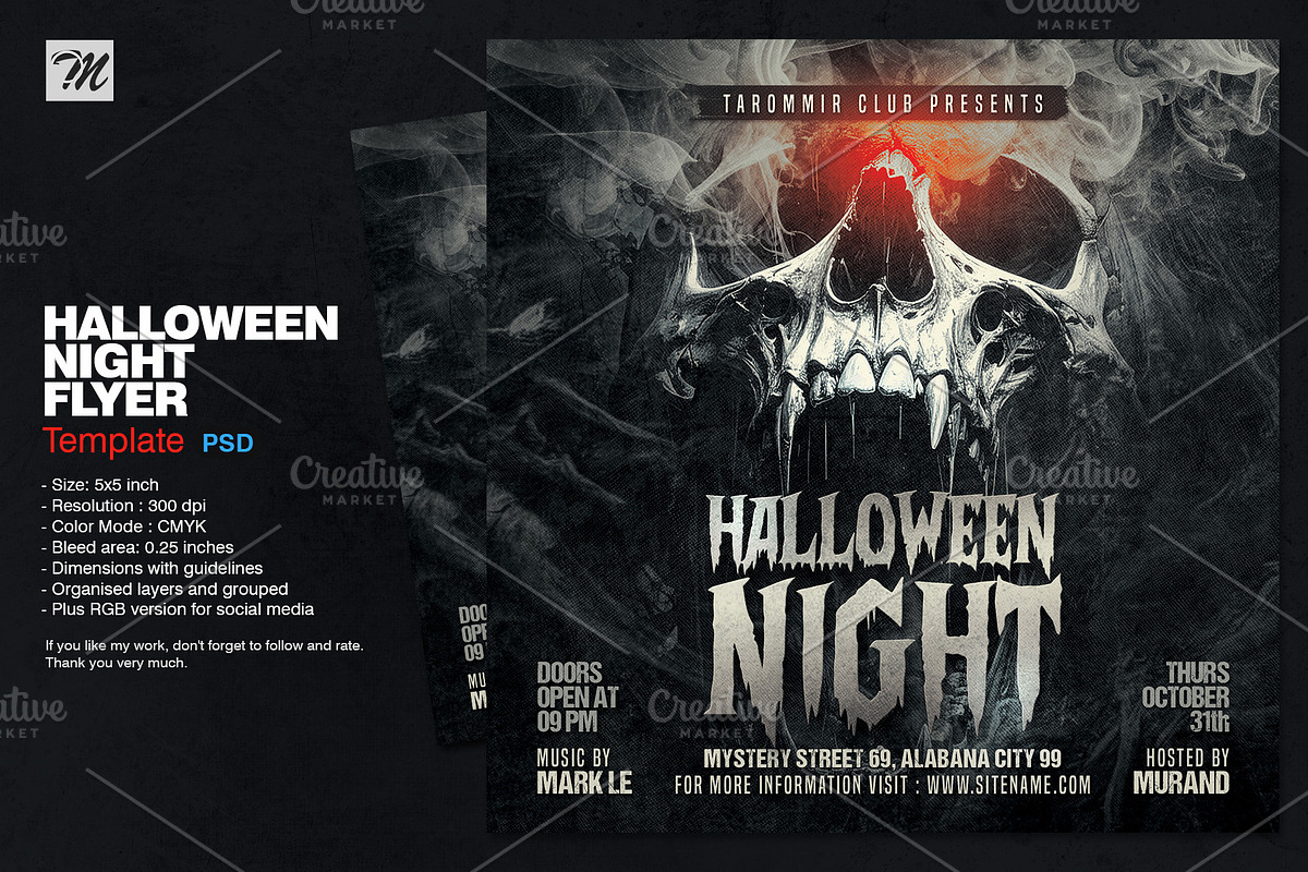 Halloween Night Flyer Template, a Flyer Template by Tarommir (Photo 1 of 3)