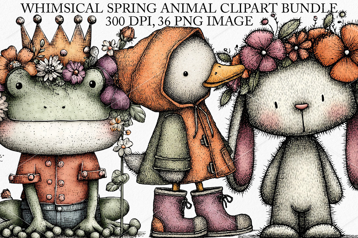 Whimsical Spring Animal Clipart PNG, an Illustration by Canvas Craft (Photo 1 of 7)