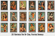 Vintage Pin Up Girl Poster Bundle, a Decorative Illustration by Genius Graph (Thumbnail 1 of 3)