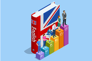 Isometric illustration of English, an Education Illustration by Golden Sikorka