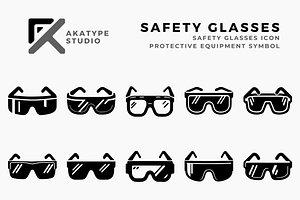 Safety Glasses Icon Vector, a Solid Icon by Akatype Studio