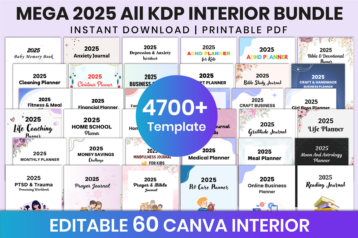 Mega 2025 All KDP Interior Bundle, a Stationery Template by Shumaya (Photo 1 of 3)