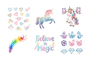 Watercolor Unicorns Clipart, a Decorative Illustration by BerryPieArt (Thumbnail 4 of 4)