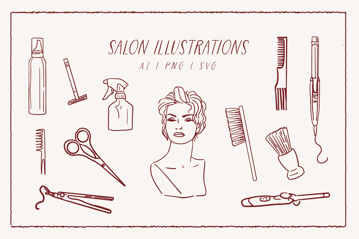 Salon & Barbershop Illustrations, a Work Illustration by Miriam Furniss Designs (Photo 9 of 13)