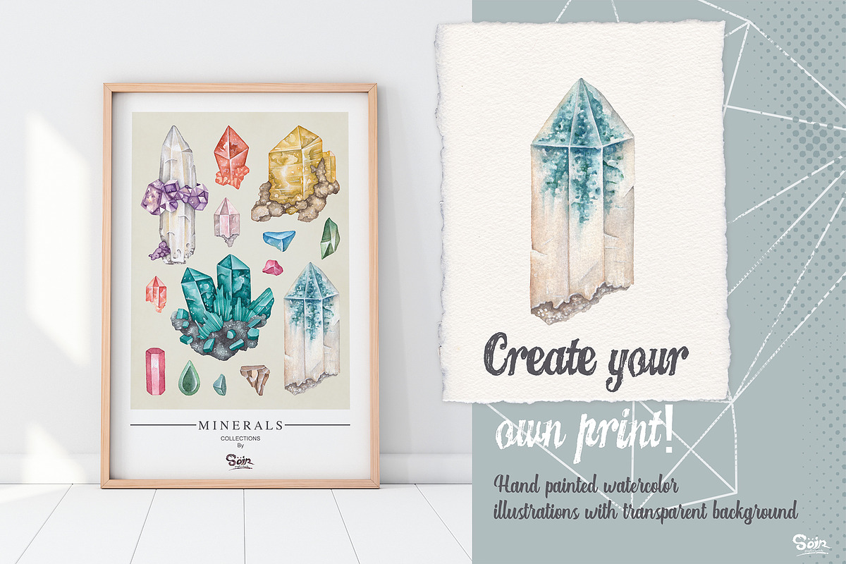 Minerals Watercolor, an Illustration by Soir Creative (Photo 3 of 8)