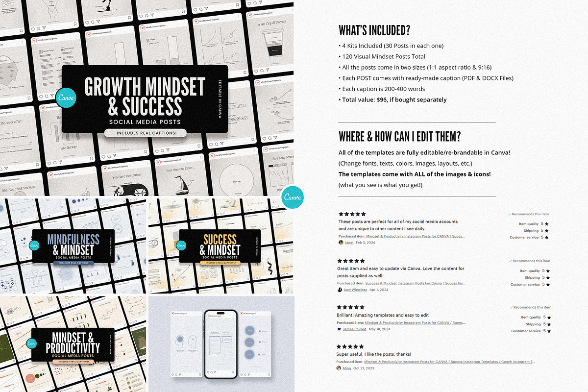 Coaching Growth Mindset Insta Posts, a Social Media Template by AndrewPixel (Photo 2 of 22)