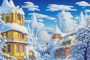 Winter Ice Painting Houses