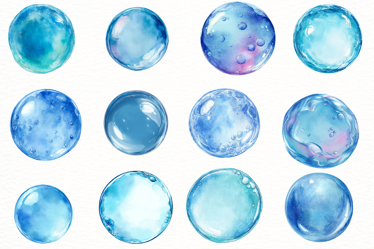 Summer Sea Underwater Bubbles Clipar, an Illustration by Designworld (Photo 2 of 7)