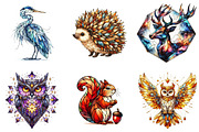 Stained Glass Forest Animals Clipart, a Seasonal Illustration by DreamArtGraphic (Thumbnail 4 of 4)