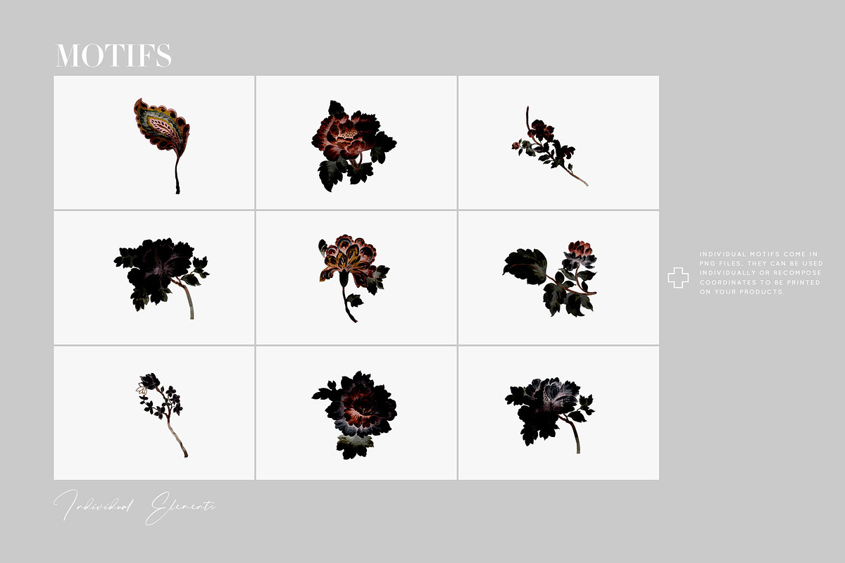 Velvet Noir Floral prints & elements, a Pattern Graphic by Pink Linen (Photo 6 of 14)