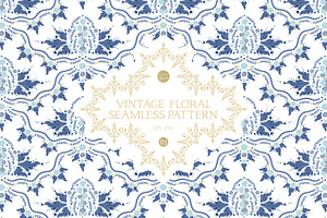 Vintage Floral Pattern 3 Royal Blue, a Pattern Graphic by Euonia Meraki