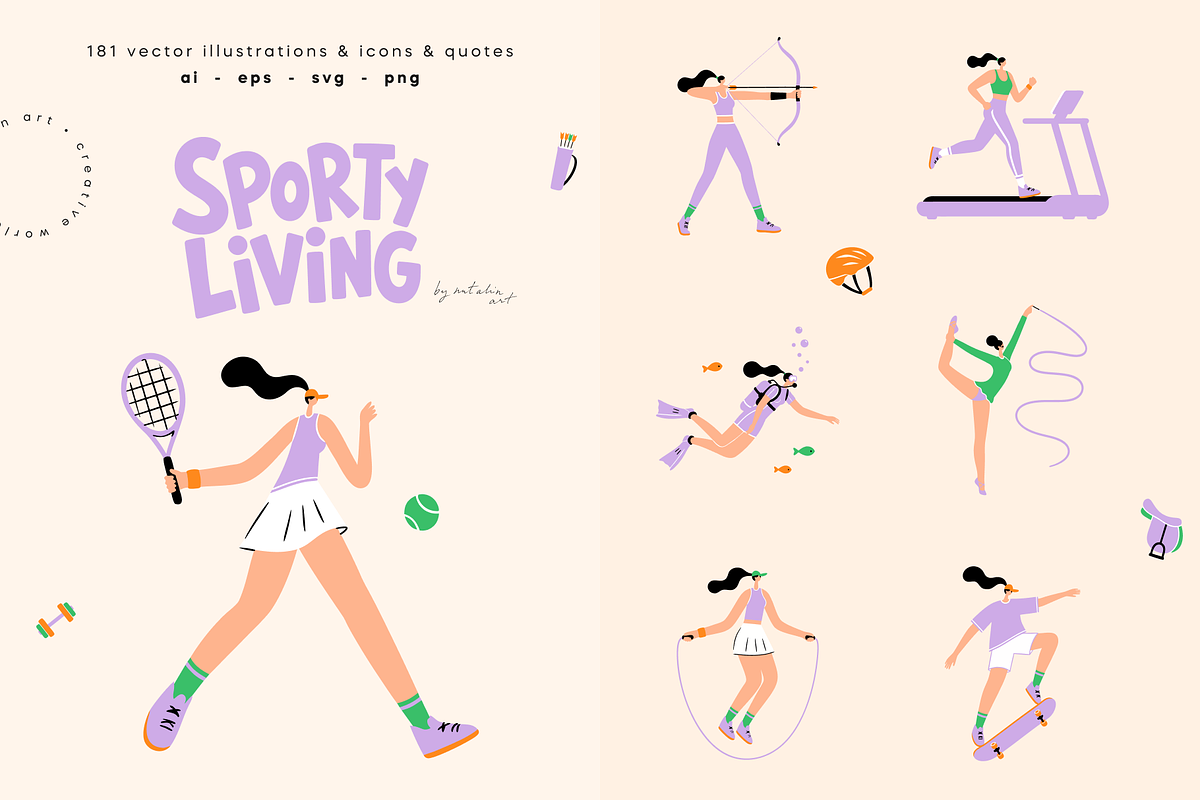 Sports, Active Lifestyle Vector Pack, a Sport Illustration by Nutalin Art (Photo 1 of 12)