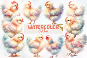 Watercolor Chicken clipart, an Illustration by Designworld