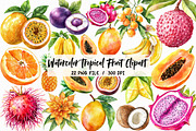 Watercolor Tropical Fruit Clipart, an Illustration by Libby Wishes (Thumbnail 1 of 5)