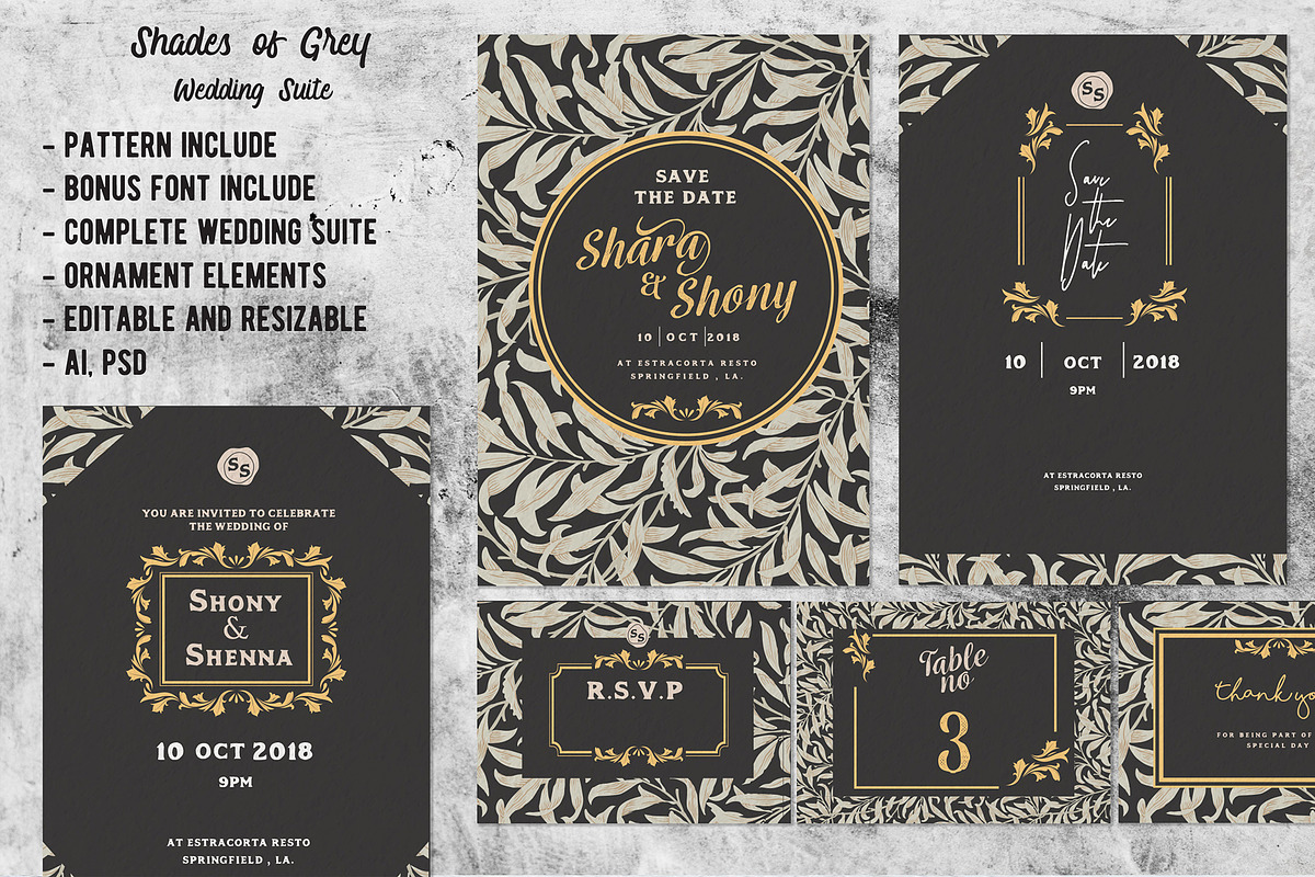 Shades of Grey Wedding Suite, an Invitation Template by ulndsgn (Photo 2 of 4)