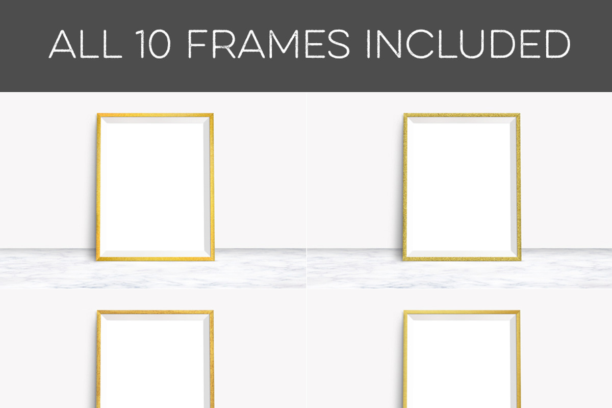 10 Golden Frames Mockups on Marble, a Print Template by Hype Your Prints (Photo 6 of 6)