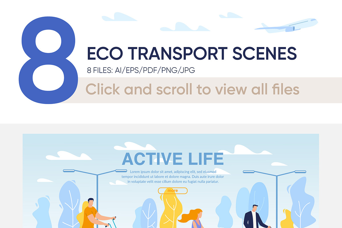 Eco Transport Vector Scenes, a Person Illustration by Tera Vector (Photo 2 of 2)
