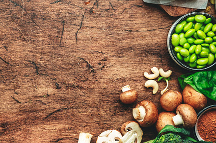Vegan protein food background. Full set of plant based vegetaria, a Food & Drink Photo by 5PH